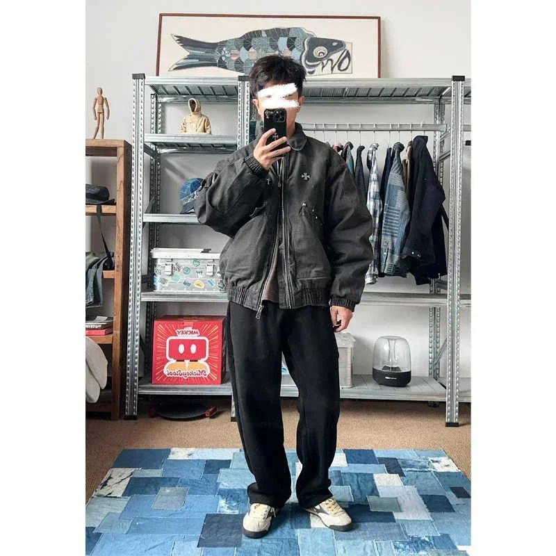 Wash Make Old Cotton Clothes Loose and Casual Street Style Autumn Winter Parka Jackets Men's Women's Fashion