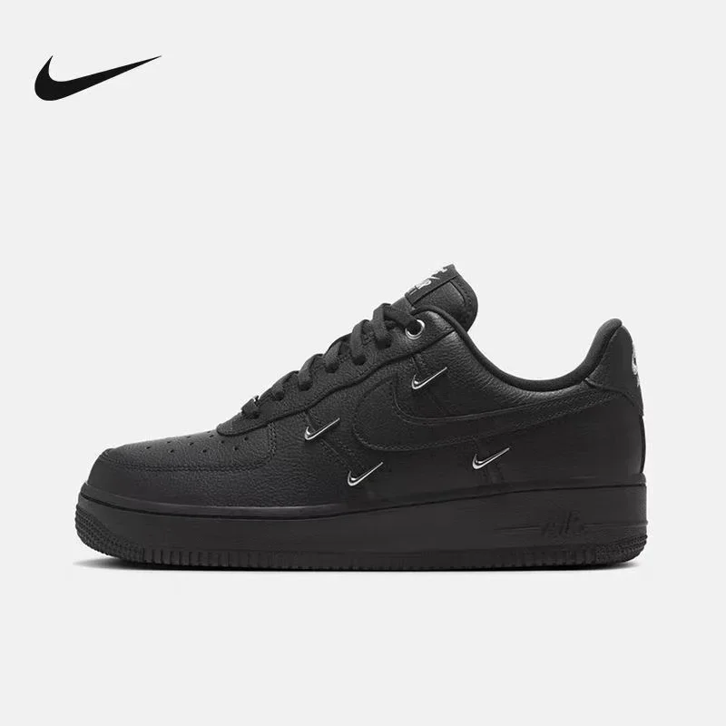 Nike Authentic Air Force 1 Low WMNS Full-Grain Leather Fashionable Versatile Low-Top Sneakers Women's Black HQ1180-001