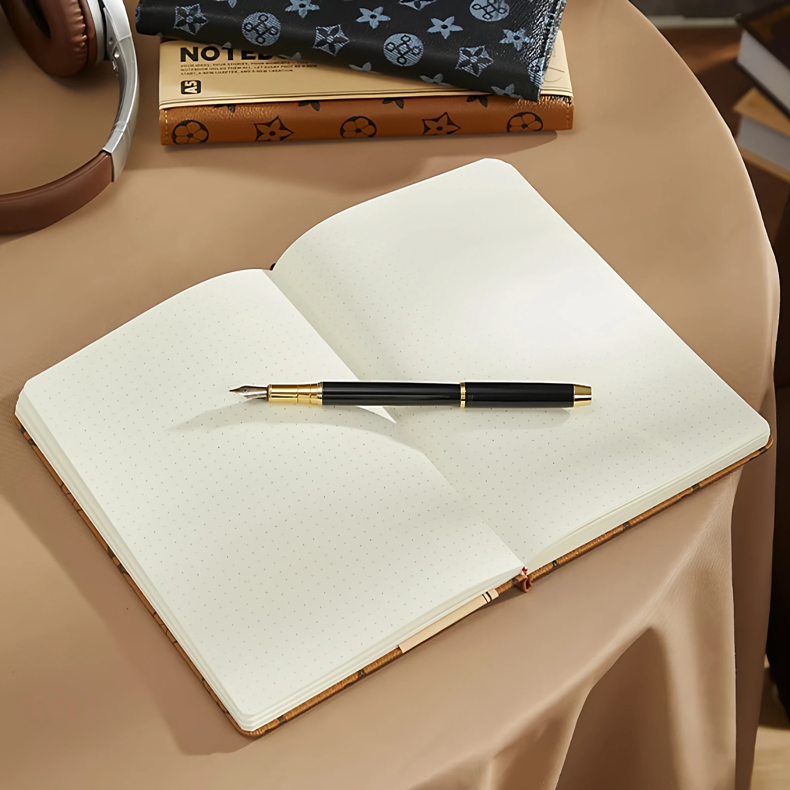 Retro A5 Notebook with Grid Dot Pattern Thickened Simple Diary Sketchbook Elegant Record Book Compact Planning Dotted Journal
