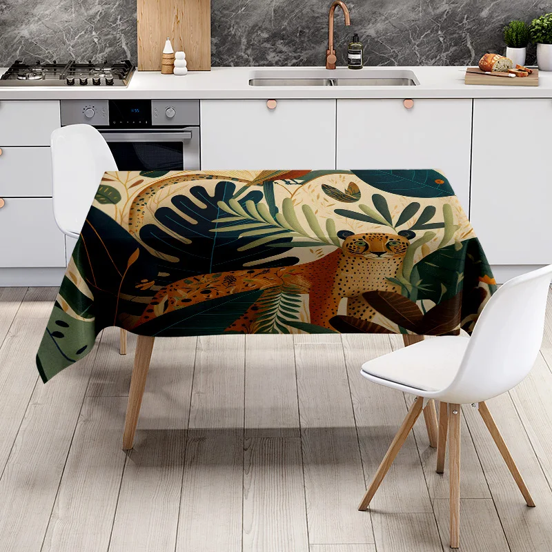 مفرش المائدة ديكور المنزل يترك طباعة غطاء الطاولة عدم الانزلاق المضادة للانزلاق مقاوم للماء قابل للغسل غرفة الطعام زينة 420x305 سنتيمتر Yel