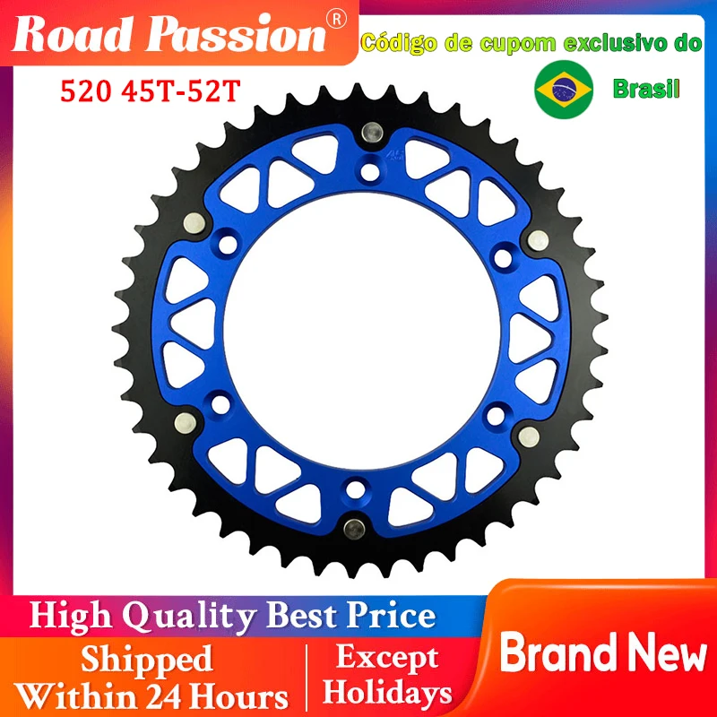 Roda dentada traseira para motocicleta 45t 46t 47t 48t 49t 51t 52t, para yamaha wr125 yz125 wr250 wr250f wr250z yz250 yz250f wr450 wr450f yz450f