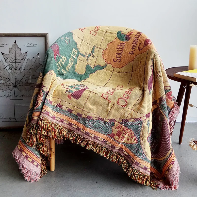 High Quality Vintage Thick Blanket Multipurpose Double-sided Wall Tapestry Sofa Towel Bed Cover Carpet Tablecloths Quilts
