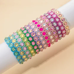 2023 New Design Colorful Bracelets For Women Inlaid Shiney Resin Diamond Elastic Bangle Acrylic Crystal Candy Color Jewelry