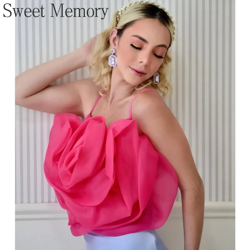 

Модный топ M538 с 3D-эффектом «Сладкая память», летний женский укороченный топ из органзы с объемными цветами, коллекция 2025