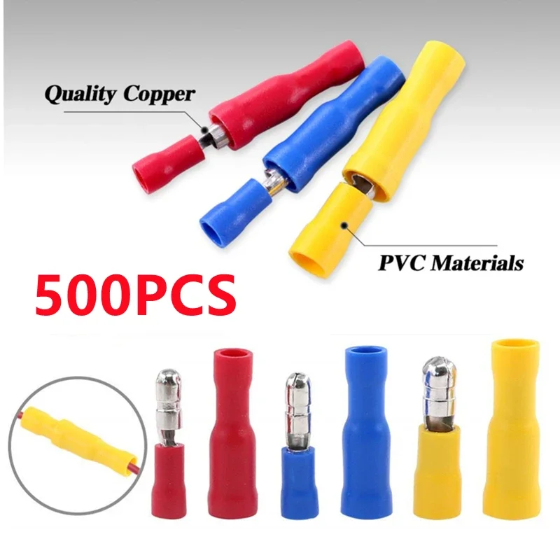 50-500PCS MPD+FRD PVC Bullet Female Male Insulating Joint Wire Connector Bullet Audio Wiring Insulated Electrical Crimp Terminal