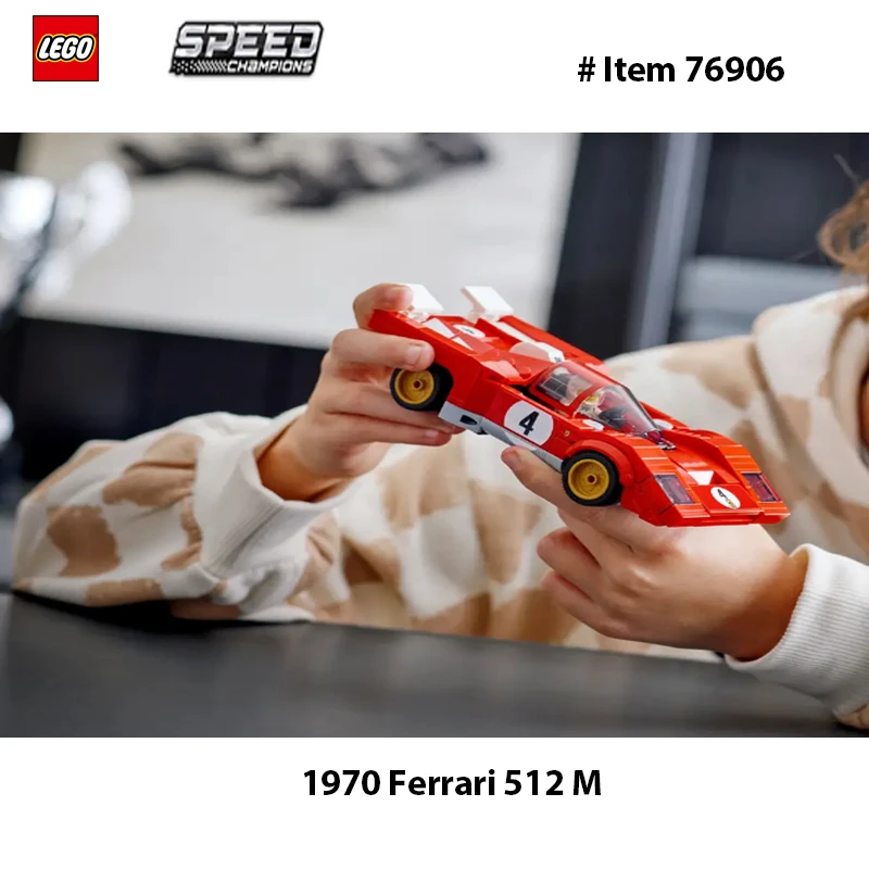 레고 76906 스피드 챔피언 1970 페라리 512M 조립 세트, 경주용 자동차 드라이버 미니피규어가 포함된 모델 조립 키트 291개