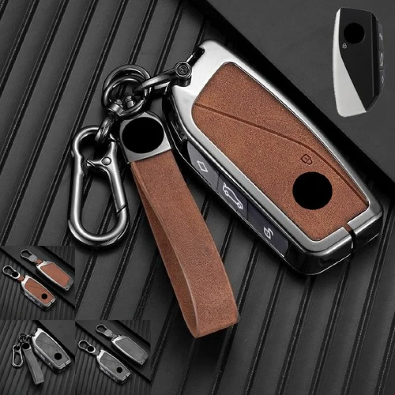 

A+ Zinc Alloy Leather Car Fob Key Case Cover For BMW 7 Series G07 IX I7 X7 XM 2023