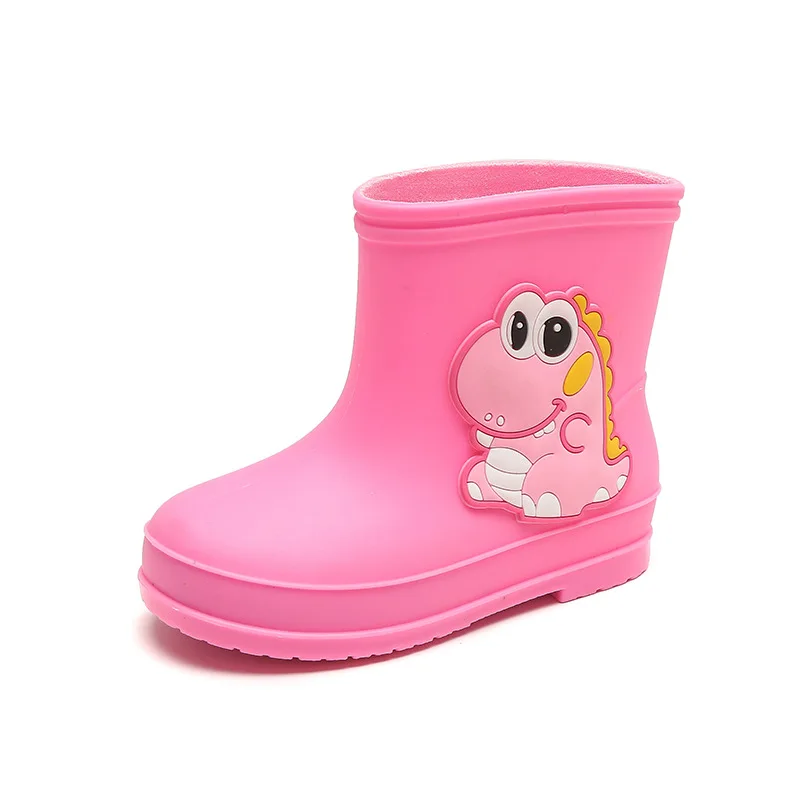 New 3D Cut Kids Rain Boots New Cartoon Non-slip Girl\'s Boot Toddler Boys Warm Waterproof Cotton Shoes Slip on Child Rubber Boot