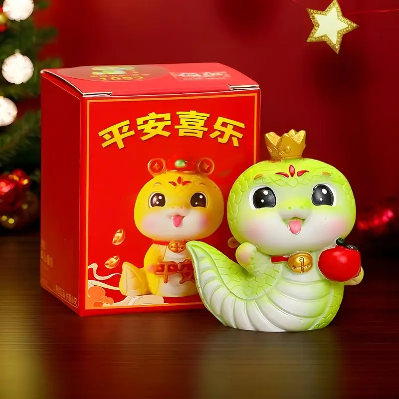 Chinese Zodiac Snake Figurines Cartoon Snake Figurine Miniature 2025 New Year Desktop Car Office Decorative Crafts Creative Gift