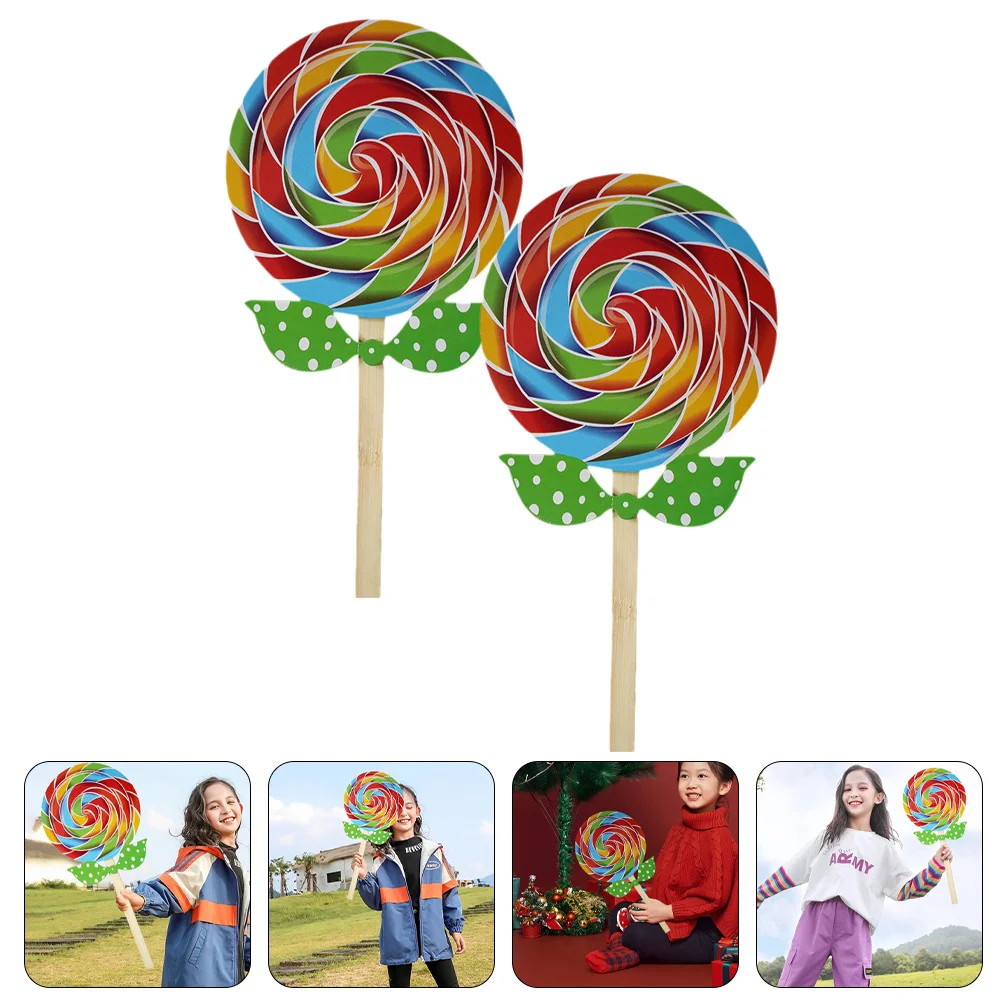 2 Pcs Candy Floss Sugar Embellishment Photography Prop Lollipop Adornment Props Simulation Decoration Child