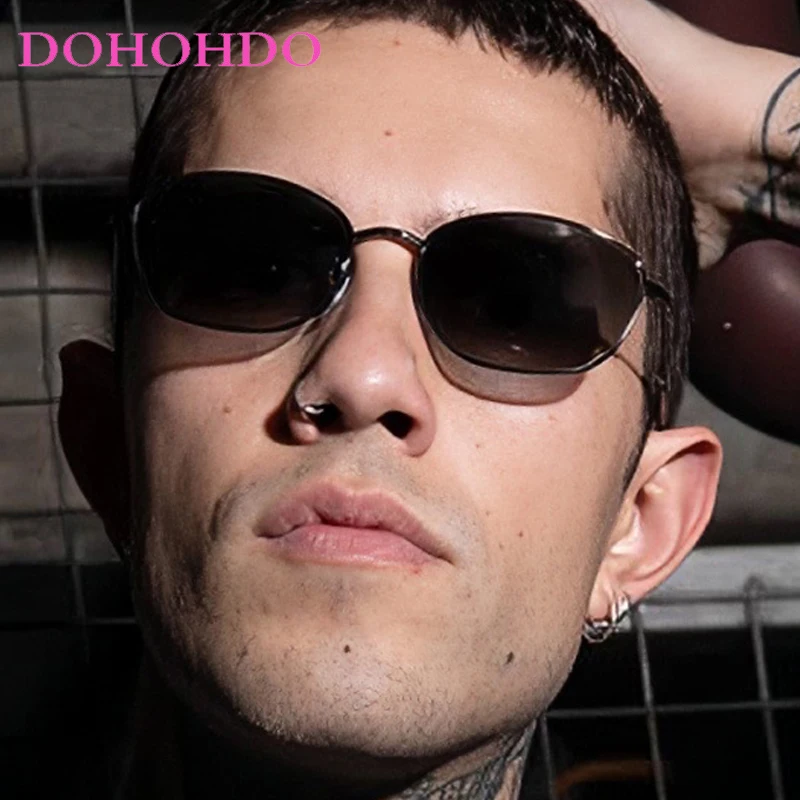 

Vintage Personality Metal Small Frame Oval Sun Glasses Men Women Fashion Brand Designer Driving Shade Sunglasses Lentes UV400