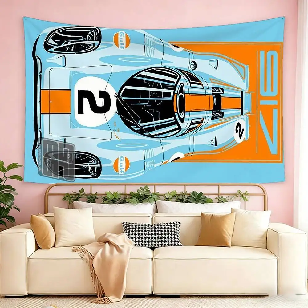 Gulf Racing Car Logo  Flags Suitable For Party Club Outdoor Interior Wall Decoration Banner Fans Gift