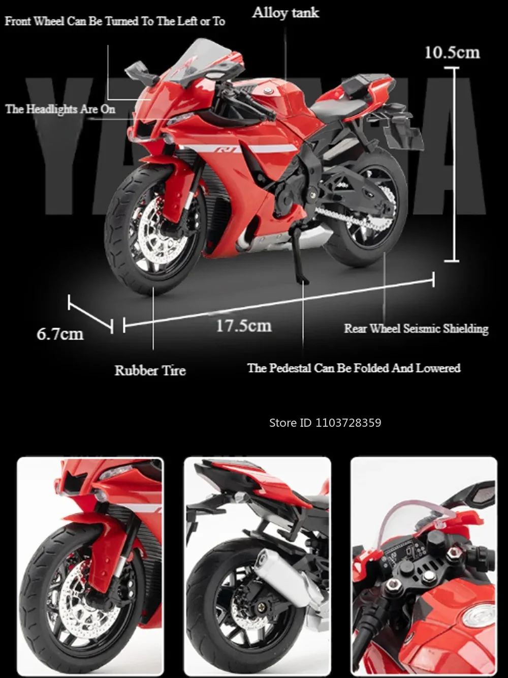 1:12 R1M R1 Motorrad Modell Spielzeug Legierung Diecast Miniatur Motorräder Sound Licht Stoßdämpfung Simulation Motorräder Geschenke – Detail 16