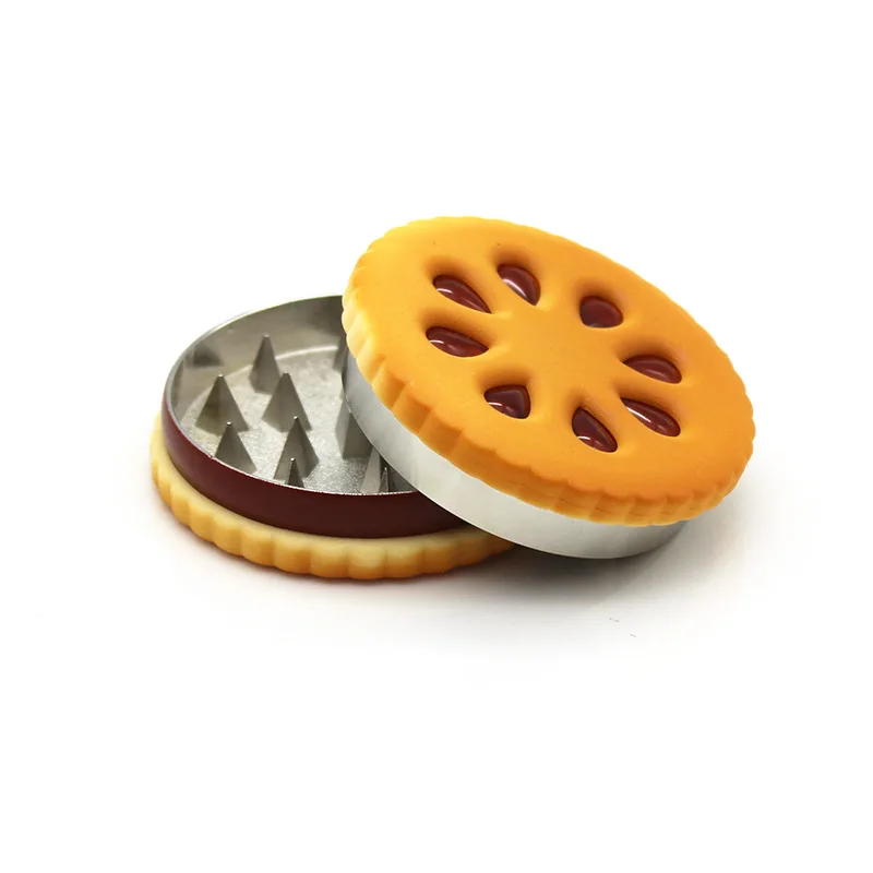 Futeng 55MM Zinc Alloy Herb Grinder 2 Part Metal Cookie Design for Smoking Accessories Round Manual Tobacco Spice Grinder