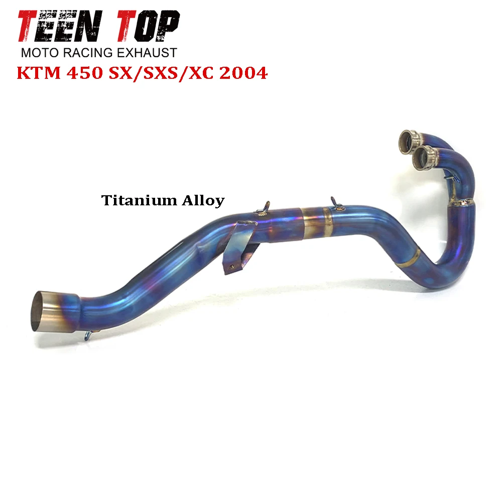 For KTM 250 EXC 400 EXC 450 EXC 525 EXC Offroad Bike Exhaust Steel Front Connect Pipe Burned Blue 2004 2005 2006 2007 Titanium