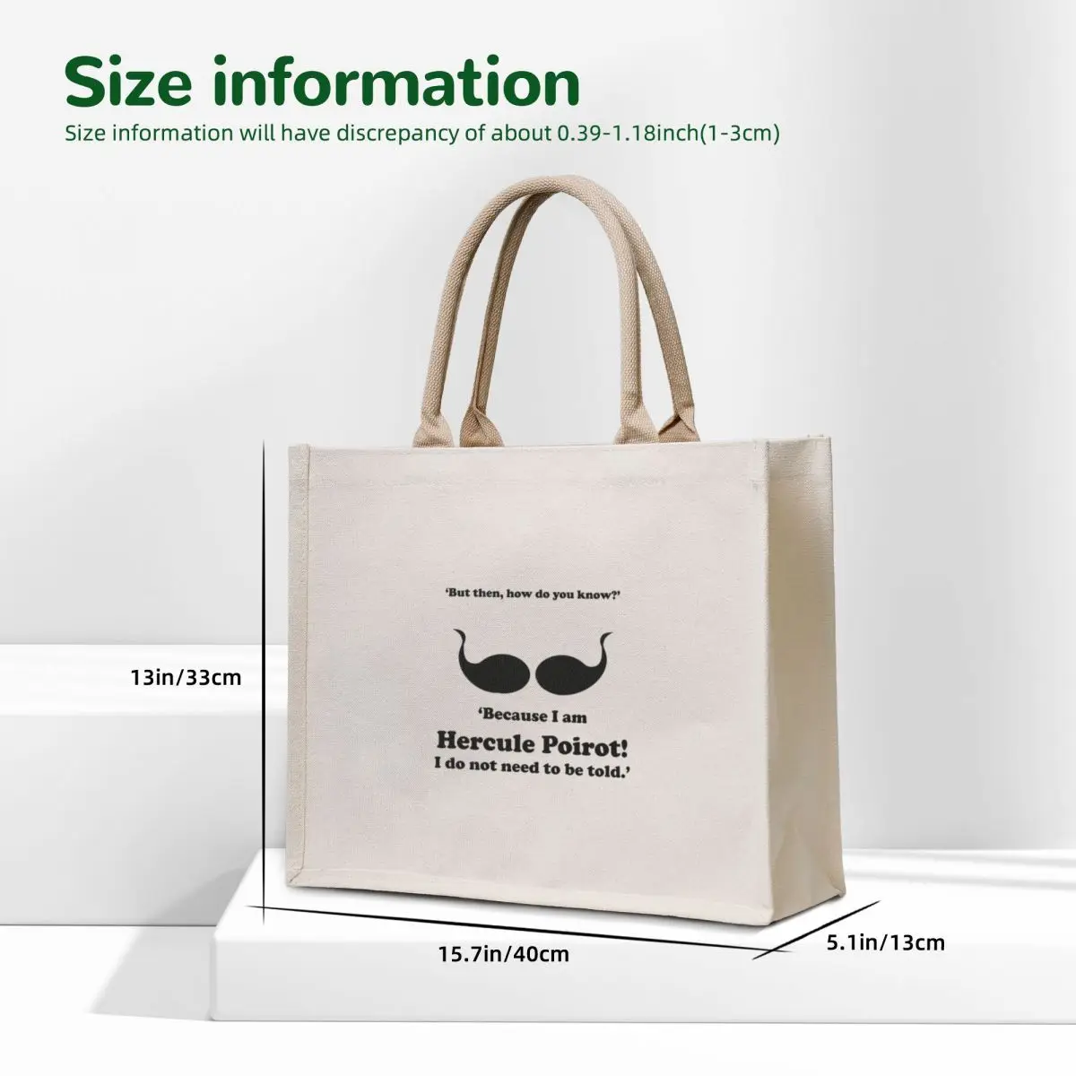 Because I am Hercule Poirot! Tote Bag canvas shopping bag Reusable bags canvas tote