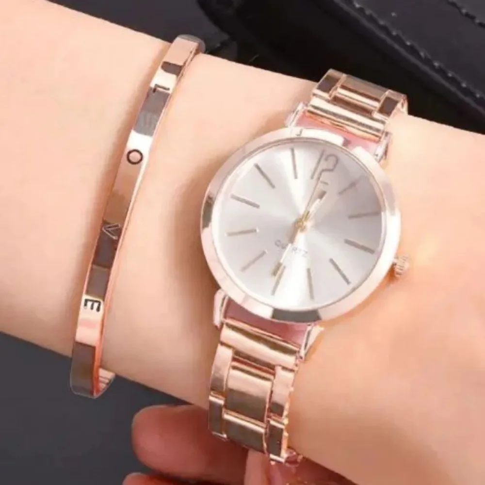 1/2/5pcs Set Watch Luxury Women Dial Hollow Strap Fashion Gold Bracelet Quartz Wristwatch Student Ladies Watches Reloj Mujer