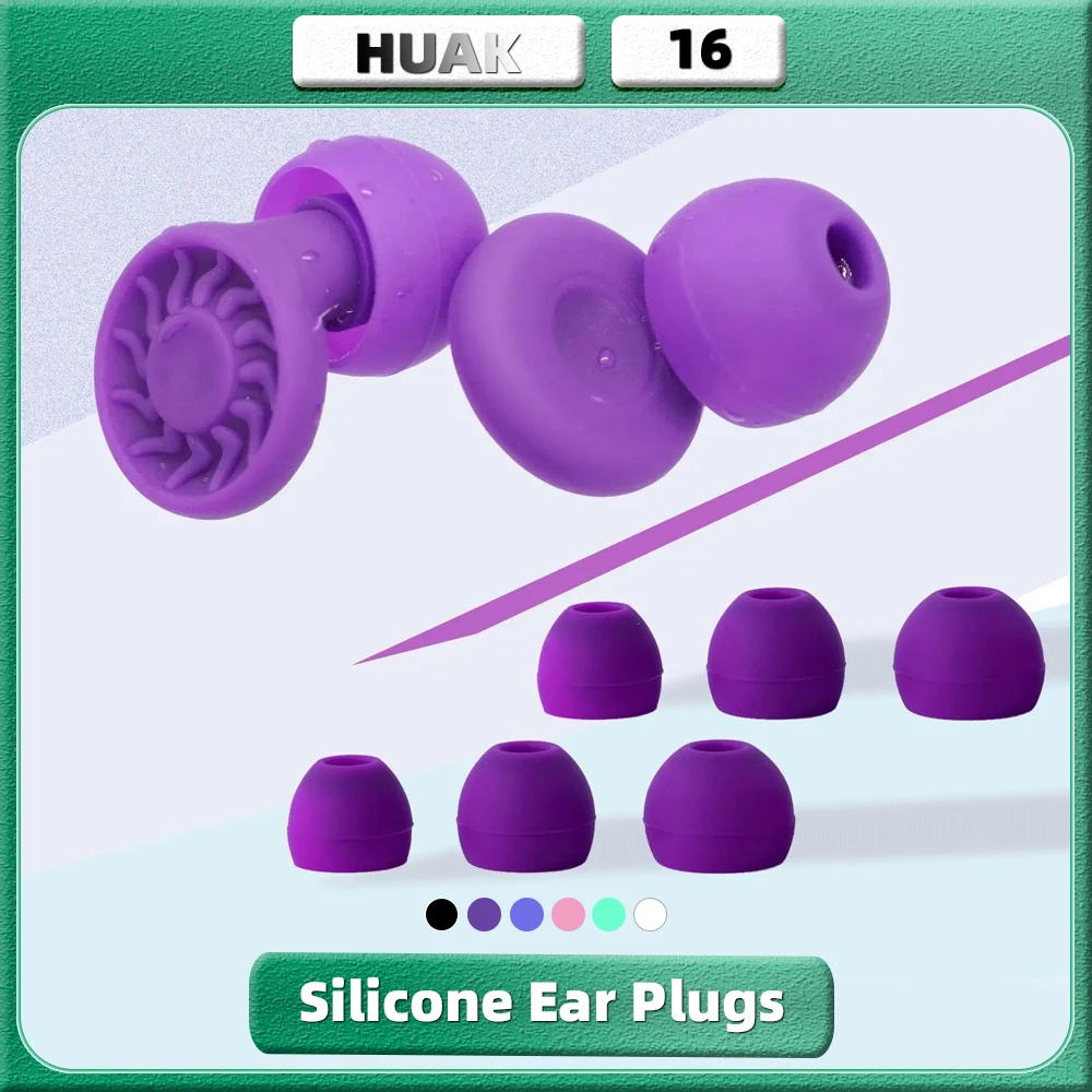 HUAK New Quiet Ear Plugs – Reusable Hearing Protection in Flexible Silicone for Sleep, Swim,Music, Work- 8 Ear Tips in XS/S/M/L