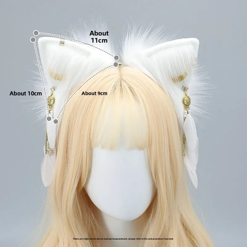 Handmade Plush Faux Fur Fox Ear Headband Subculture Dress up Animal Wolf Hairband Halloween Cosplay Cool Party Props 2