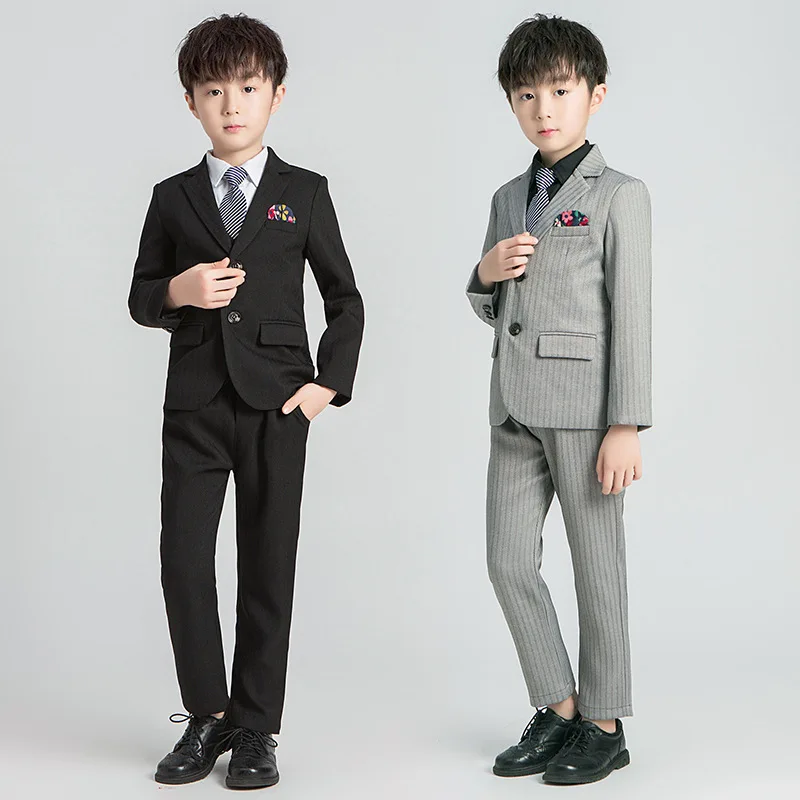 Boy formal dress Coat pants vest shirt tie Child performance costumes Piano performance host 3 4 5 6 7 8 9 10 11 12 13 years