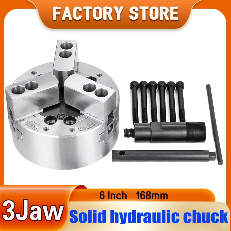 

6 Inch 168mm Solid Hydraulic Power Chuck 3 Jaw Oil Pressure Chuck For Mechanical CNC Lathes With A5 Flange High Precision Chuck