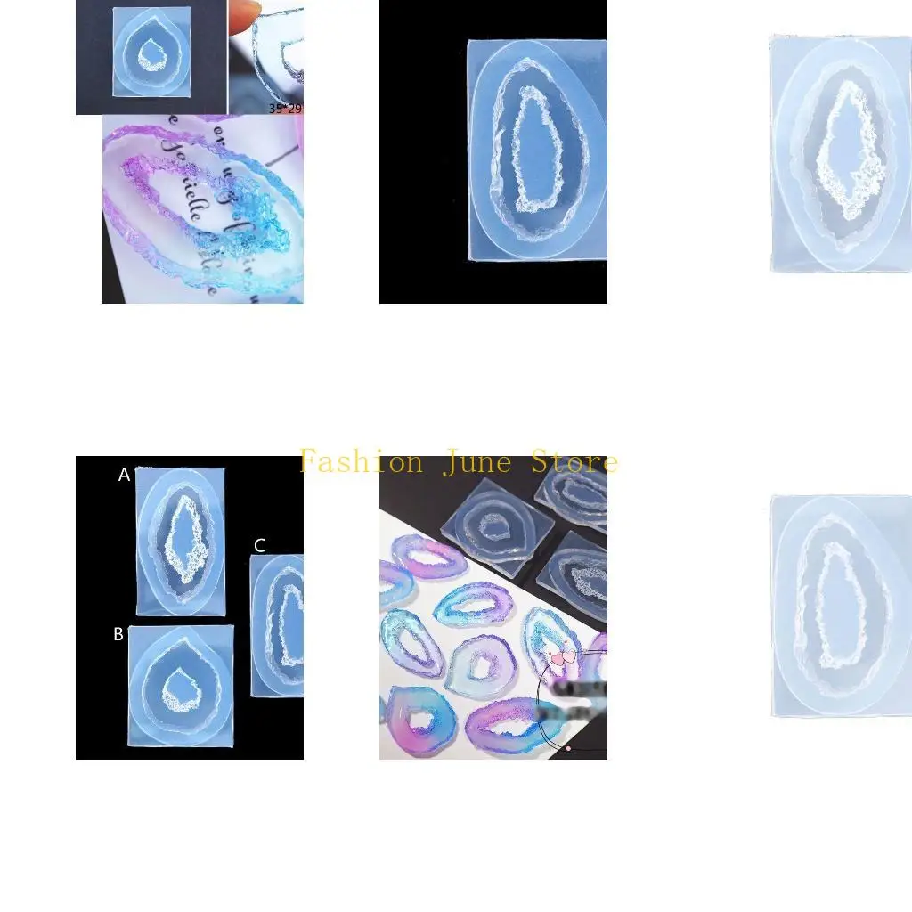 N5KA Silicone Mold Rock Cluster Resin Mold with Hanging Hole Epoxy Pendant Jewellery Casting Mold for DIY Craft