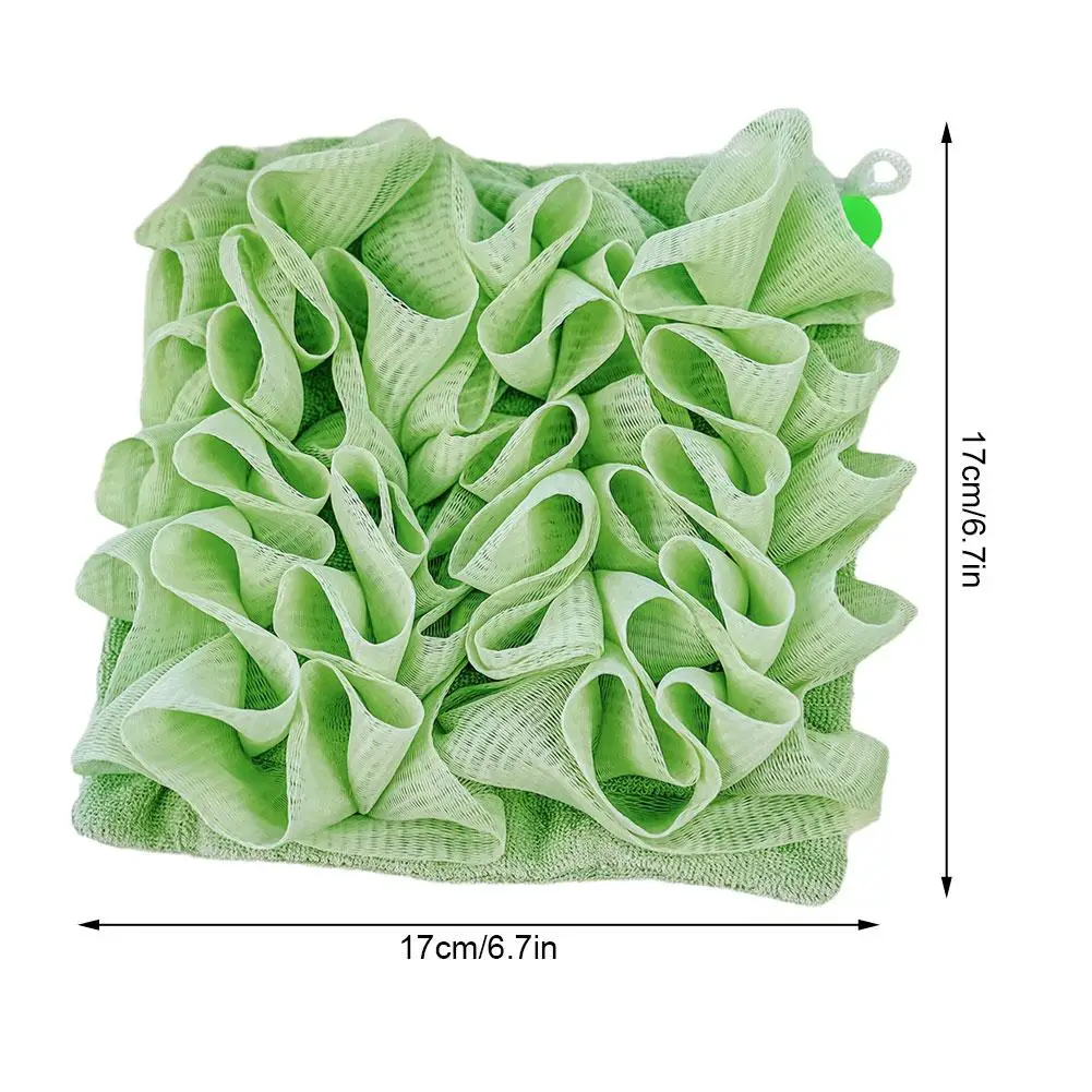 إسفنجة استحمام قطنية ناعمة برباط ، إسفنجة استحمام متعددة الأغراض ، مناديل كرة استحمام للتقشير ، 2 في 1