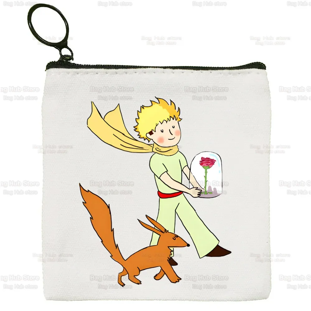 Cartoon Earth Space Little Prince Coin Purse Female Mini Canvas Art Cute Key Case Coin Purse Student Wallet