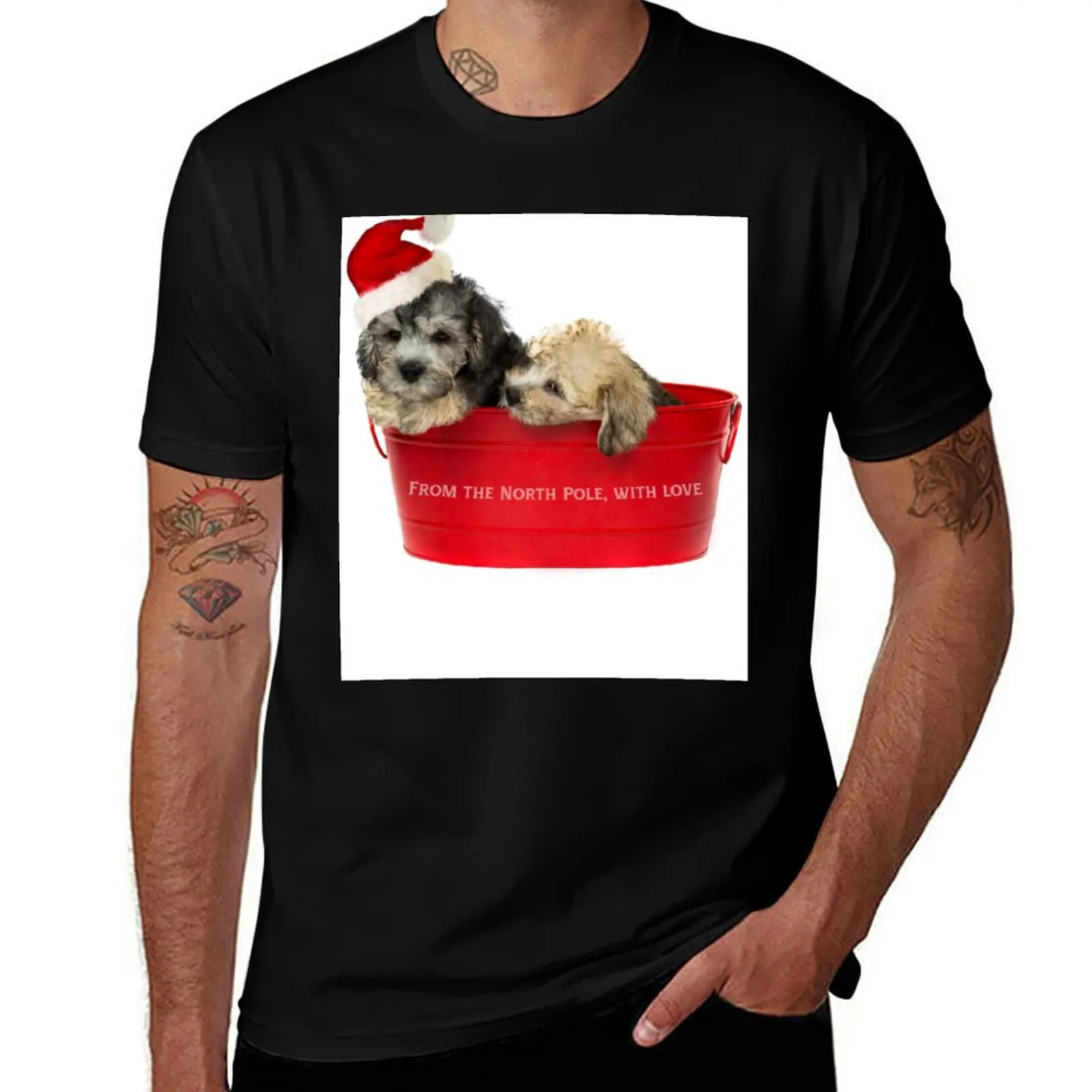 Dandie Dinmont Terrier - From the North Pole, With Love CHRISTMAS T-Shirt Daily Wear Plain Short Sleeve Shirt T-Shirt