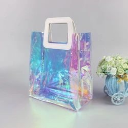 Creative Transparent Tote Bag Holographic Rainbow Color Shopping Bag Multi-purpose Large-capacity One-shoulder Handbag Drop Ship