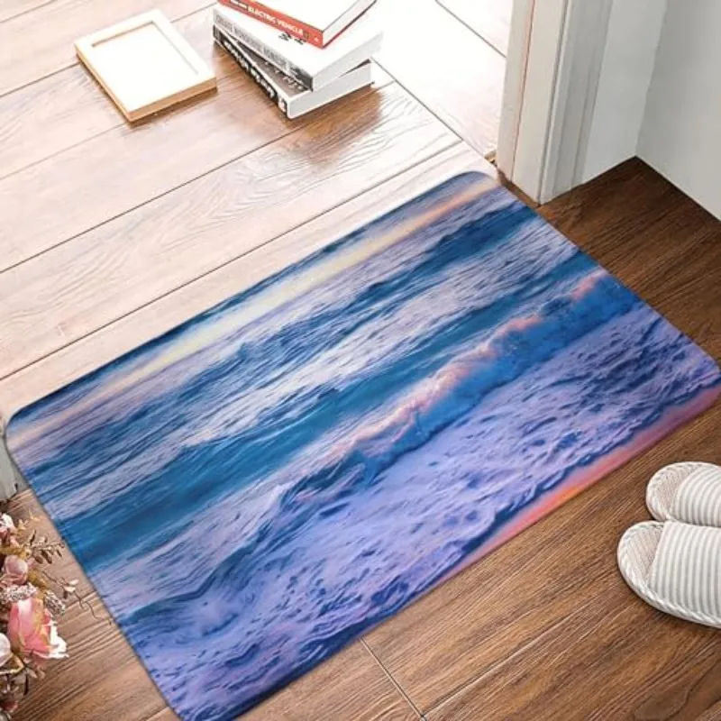 Soft Doormat Dreamy Ocean Wave Seascape Print Decorative Floor Mat For Entrance Bathroom Western Home Summer Holiday