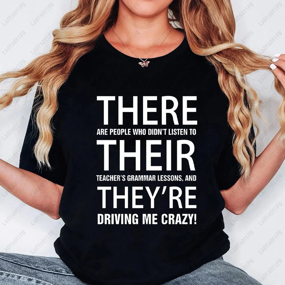 Funny Teacher Gift English Grammar Teacher Men and Women High Quality Cotton Shirt Clothing Thanks Teacher Letter Shirt T-shirt