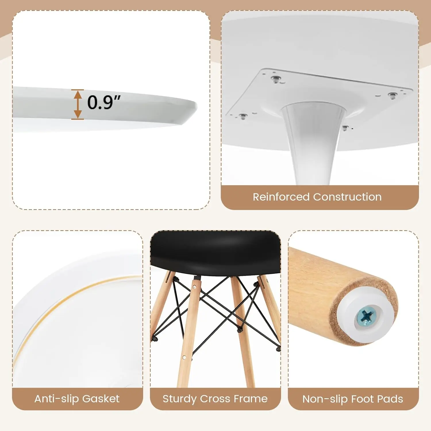 Conjunto de mesa de jantar de 3 peças para 2 cadeiras de mesa de cozinha com mesa redonda de 32", cadeiras de jantar, conjunto de mesa de jantar para pequenos