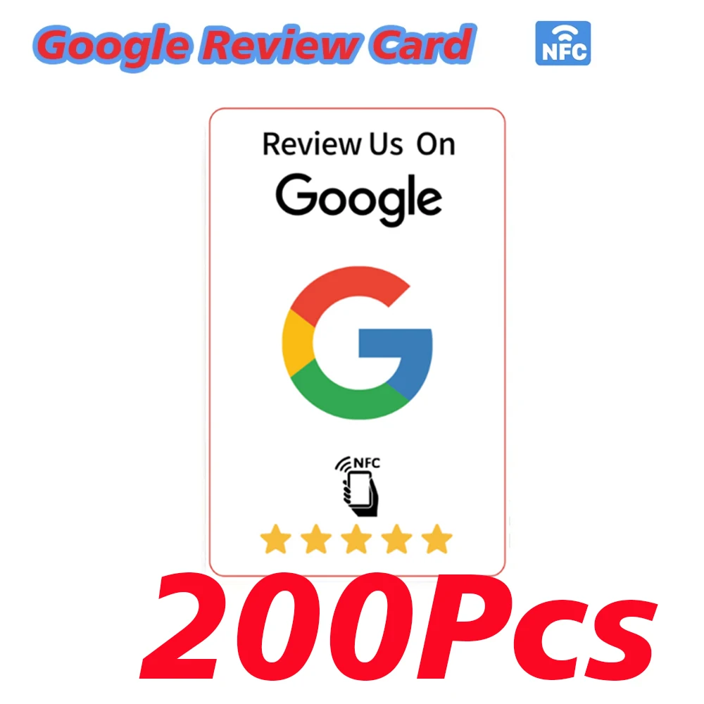 

100/200Pcs White Color Google Reviews Tap NFC Card Reusable Review Tap Card Saves Time User-Friendly Review Us on Google