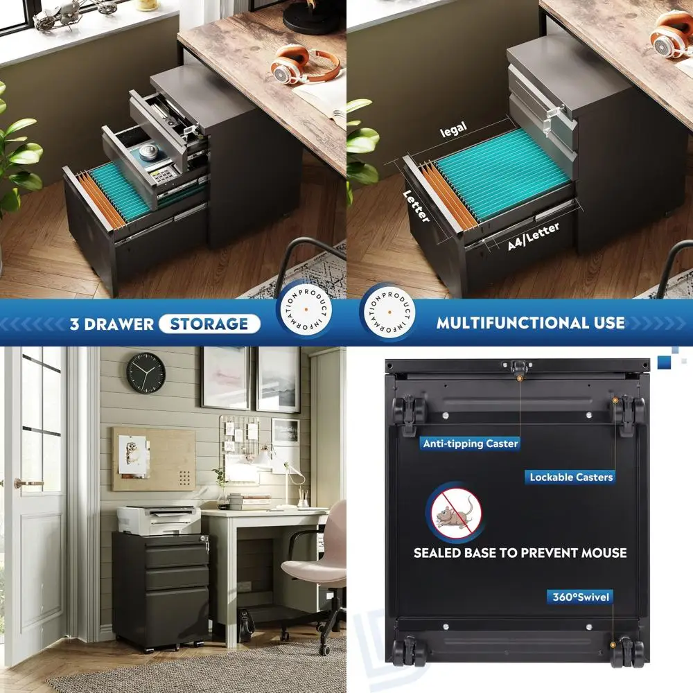 3 Drawer Metal Fili…
