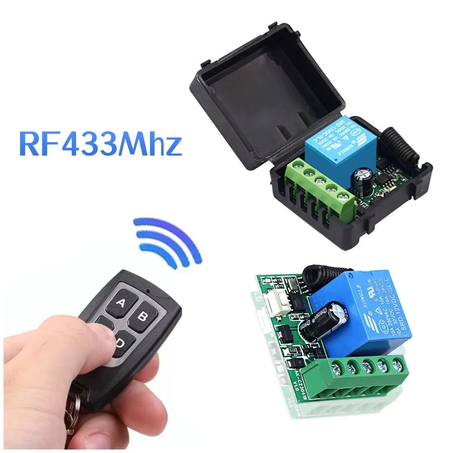 

Universal Wireless Remote Control Switch DC 12V 1CH 10A Relay Receiver RF 4CH Transmitter For Garage Gate Motor Light Lamp DIY