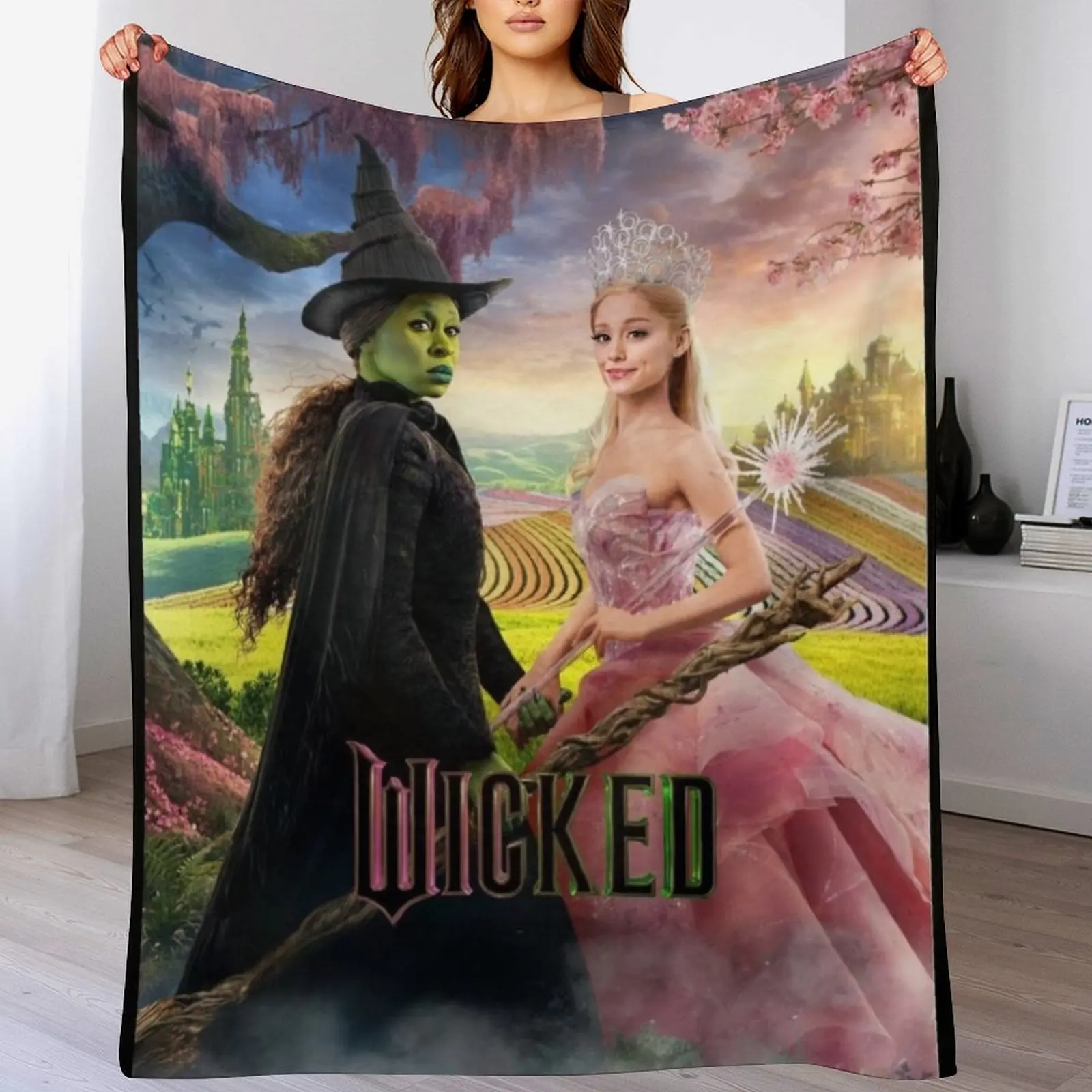 

Wicked Movie Throw Blanket Thin Soft Blanket for Summer Night Sleeping