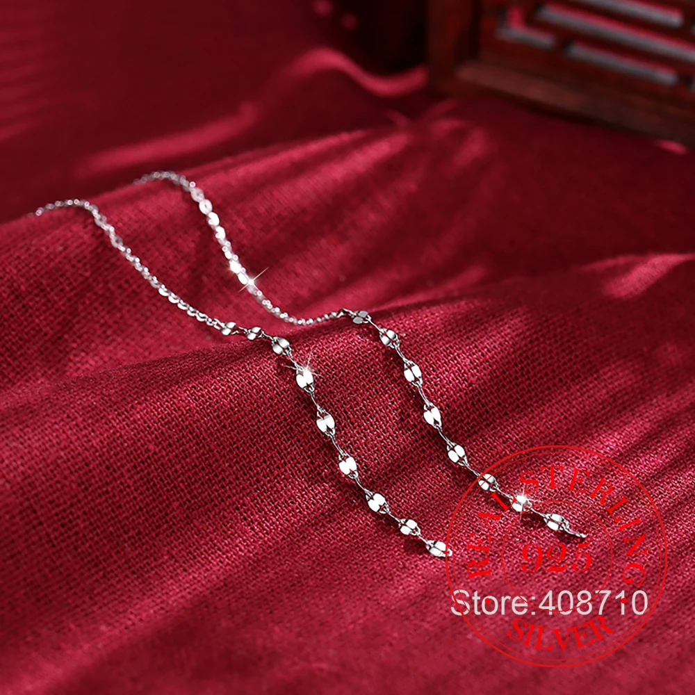 925 Sterling Silver Jewellery Long Tassel Sequins Ear Line Drop Earrings for Women Wedding Party Jewelry For Girls Friend Gift