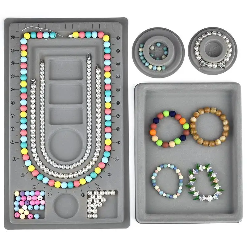 Flocked Bead Board Bracelet Necklace Beading Organizer Artistry Tray Design Measuring Tool for DIY Jewelry Making Accessories