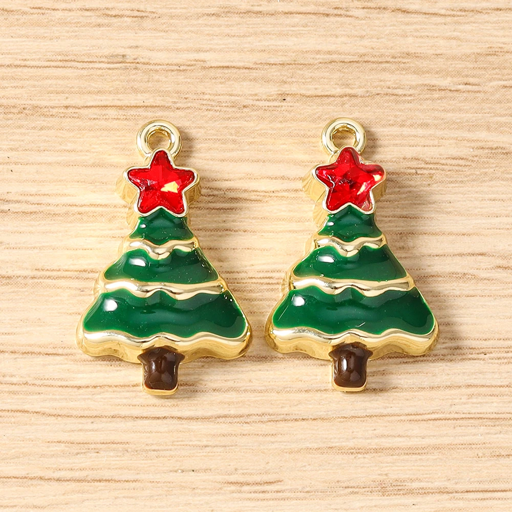 Tusember 5 Stück Emaille-Weihnachtsanhänger mit Weihnachtsmann, Schneeflocke und Schneemann für Weihnachtshalsketten, Ohrringe, Armbänder und Bastelarbeiten – Detail 10