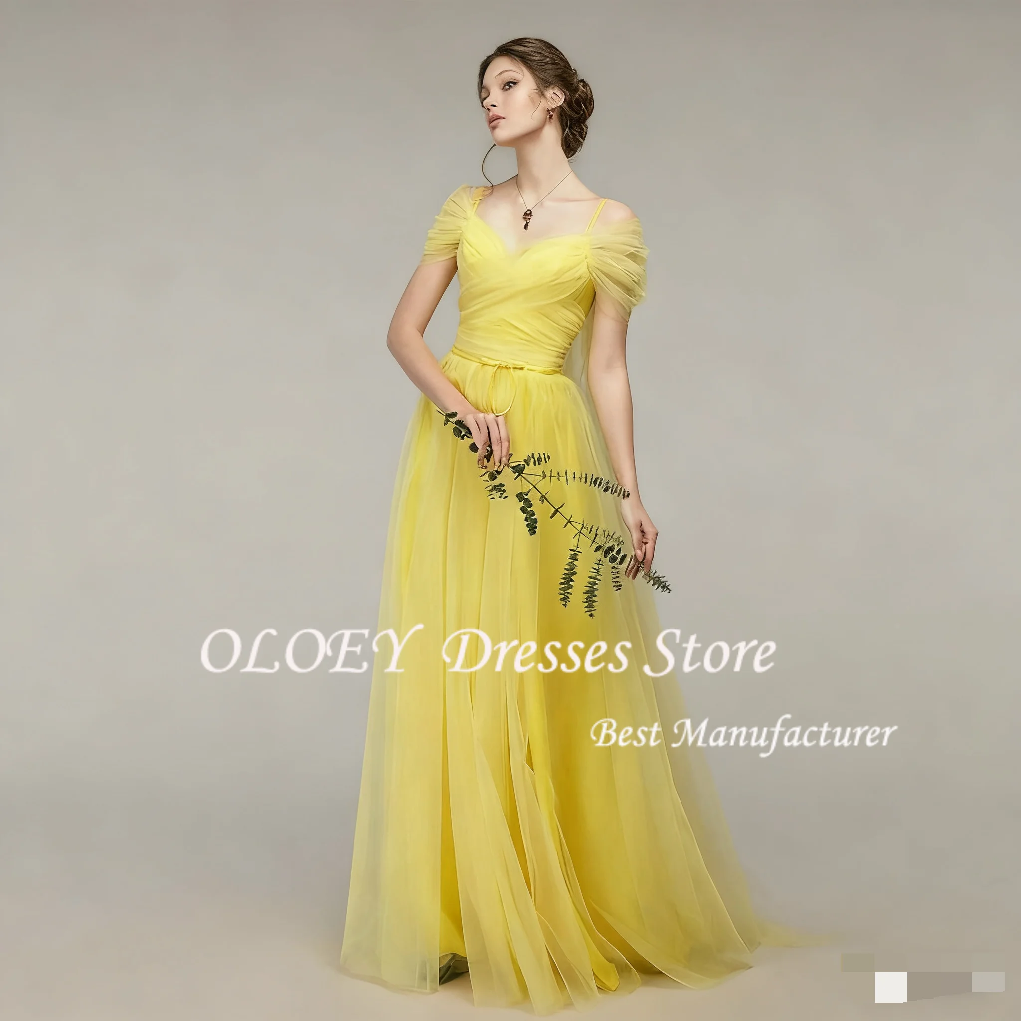 OLOEY Customized Prom Dress Women Evening Dress Elegant Party Dresses Graduation Dress Yellow long skirt Attend a birthday party