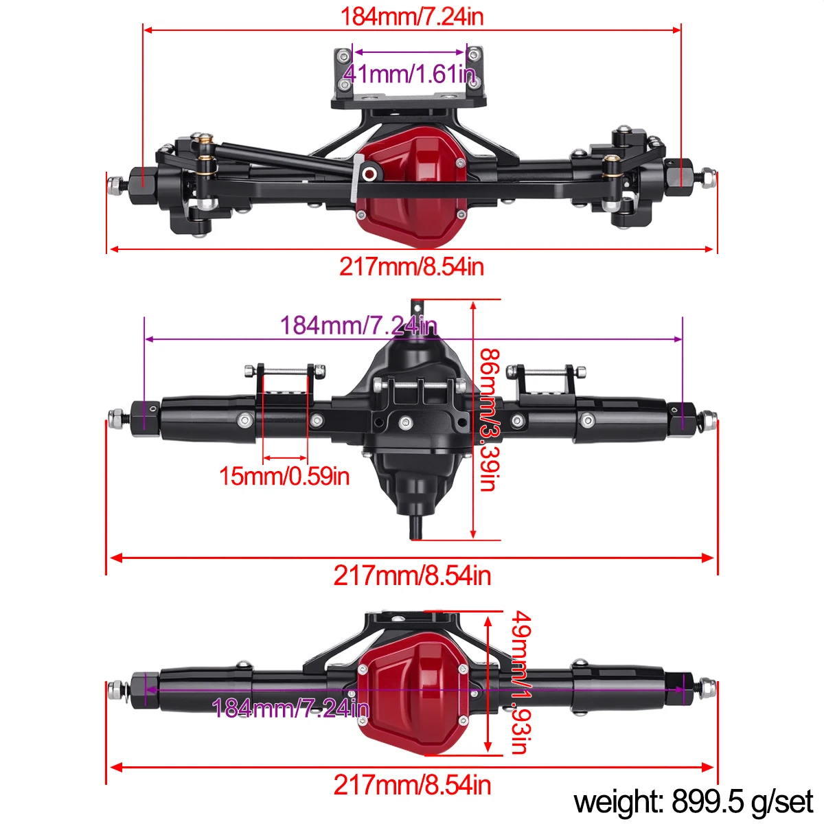 Metal Alloy Front Middle Rear Complete Axle Set Steel CVD Drive Shaft for 1/10 RC Crawler Car Axial SCX10 D90 RC4WD Upgrade Part