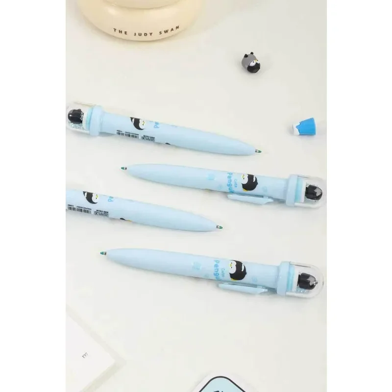 

2Pcs/Set Landscape Penguin Black ink 0.5mm Gel pen Cartoon Mechanical Gel Ink Pens children's day gift