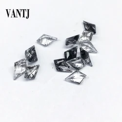 VANTJ Natural Black Quartz Rutilated Loose Gemstone Kite Cut 1PCS for Silver Gold Mounting DIY Decoration Fine Jewelry