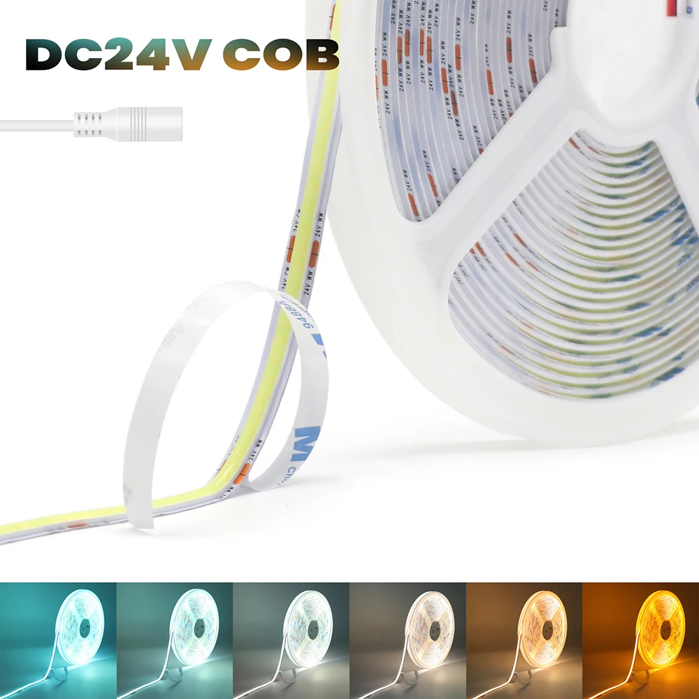 DC 24V CCT 2200K 3000K 4000K 4500K 6000K 6500K 7000K 8000K COB LED Flex Strip 480LED/m RA90 Linear Light for Restaurant Bar Cafe