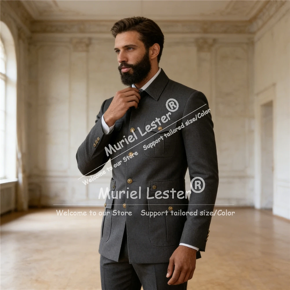 

Элегантные мужские костюмы-двойки в стиле сафари: пиджак и брюки, индивидуальный пошив, деловая одежда, смокинги для банкетов и вечеринок