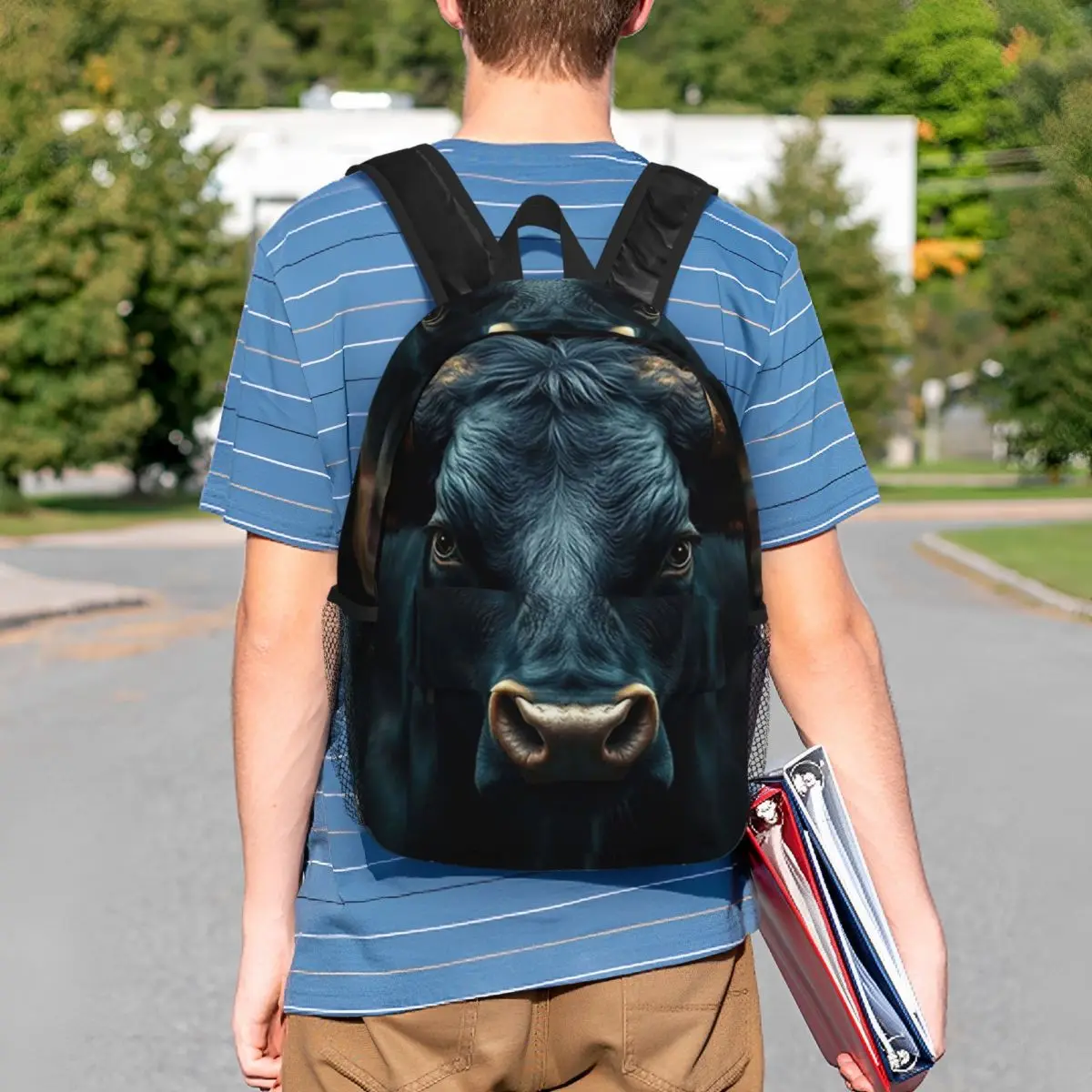Cattle Realistic Oil Painting Print Backpack Student BookBag Kids School Bag Laptop Shoulder Bags for Men Women