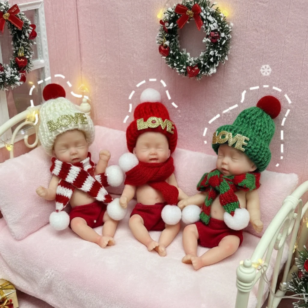 

AnjoDoll 4Inch/11CM Whole Solid Silicone Mini Palm Reborn Doll Painted Realistic Baby Dolls For Kid's Christmas Gift Bebê Reborn