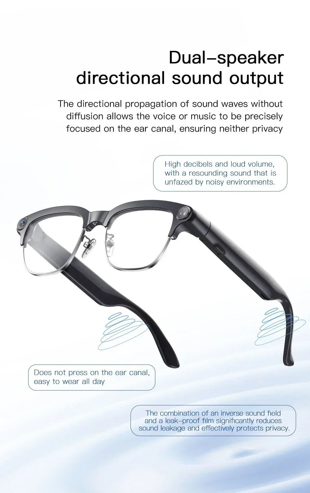 Neue KI-Videoaufnahme-Smartbrille mit Echtzeit-Übersetzung, 800W HD-Kamera, KI-Sprachassistent, Aufnahmefunktion und Dual-Lautsprechern – Sonnenbrille – Detail 9
