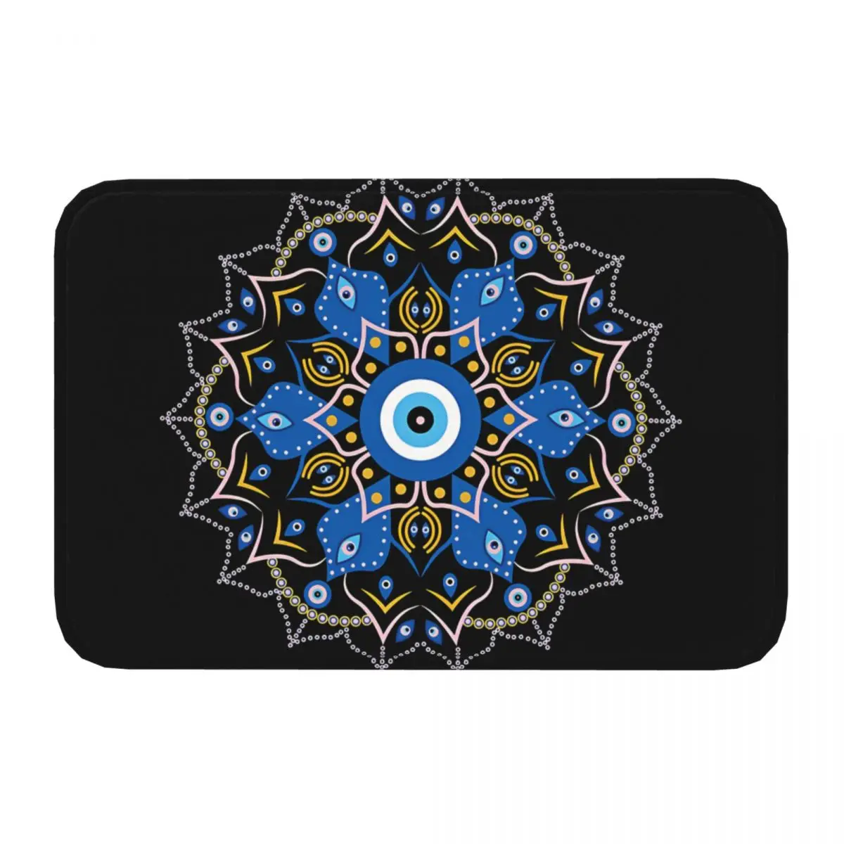 Copy Of Greek Flower Amulet Mandala Evil Eye Non-Slip Carpet Doormat Bedroom Bath Mat Welcome Home Rug